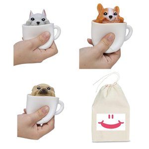 Schylling Squeeze 3 the Pup in a Cup Squishy Toy- Fidget Stress Ball - Random